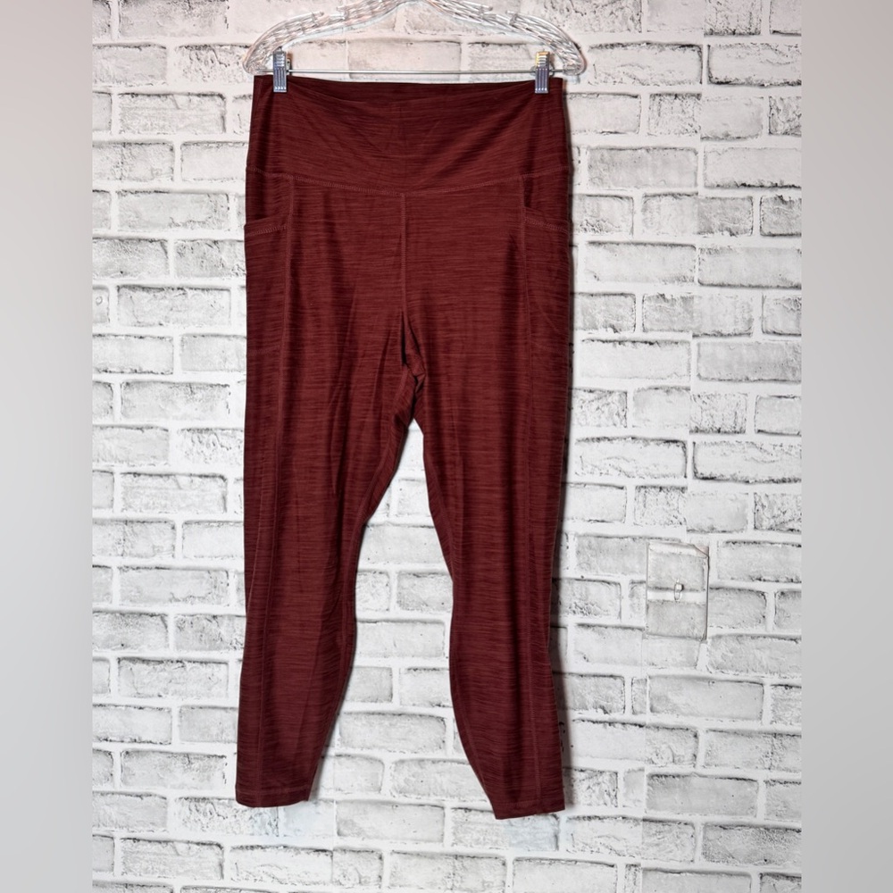 Yogalicious burnt Red/maroon  Leggings Comfortable Knit Pants‎ with pockets XXL